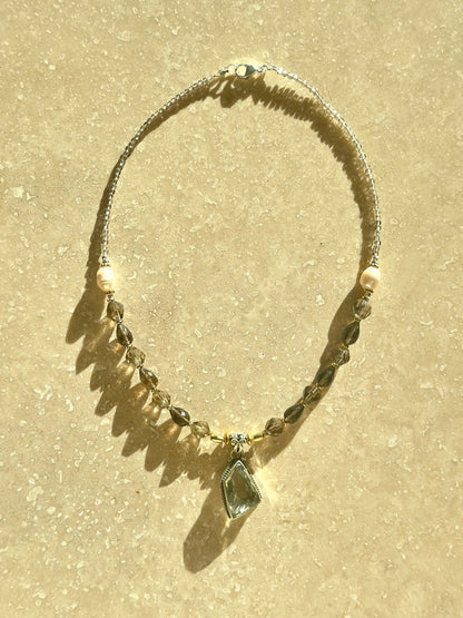 Collier Quartz fumé & Améthyste verte