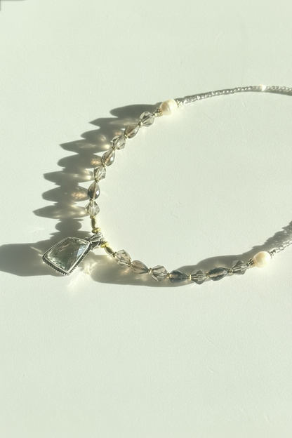 Collier Quartz fumé & Améthyste verte