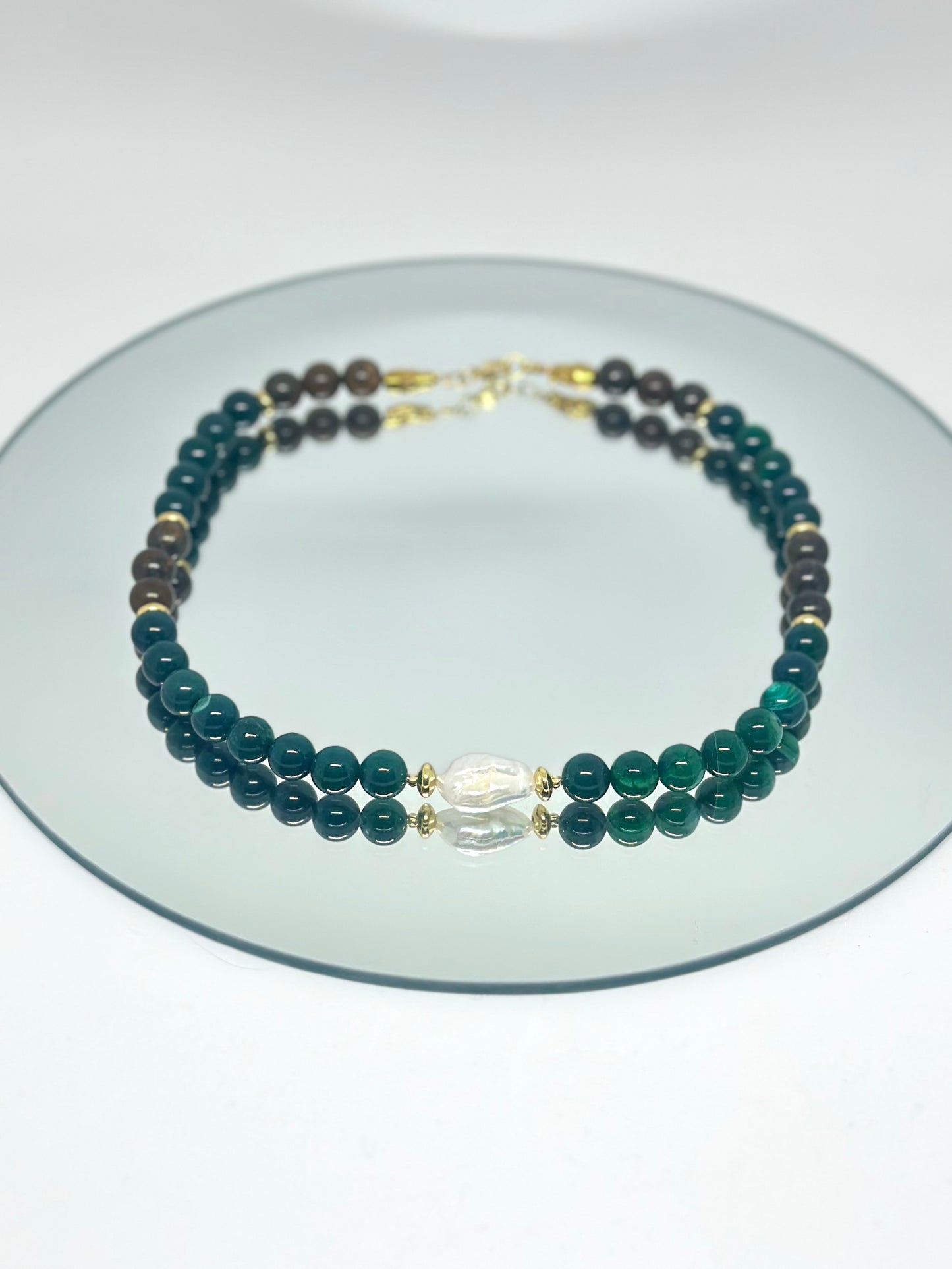 Collier Agathe & Bronzite — Stabilité, Calme, Force tranquille