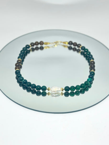 Collier Agathe & Bronzite — Stabilité, Calme, Force tranquille
