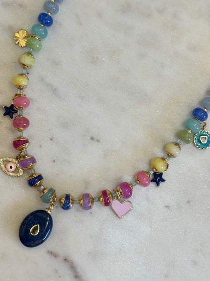 Colliers Charms, Lapis-Lazuli & Jade — La sagesse illuminée