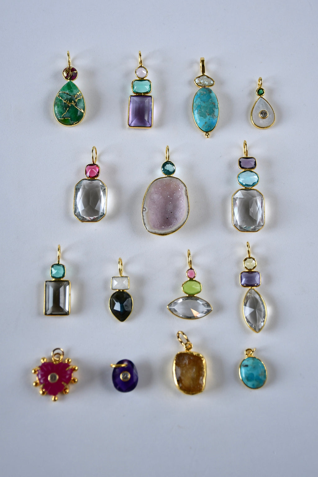 Pendentifs de gemmes plaqués or 18k
