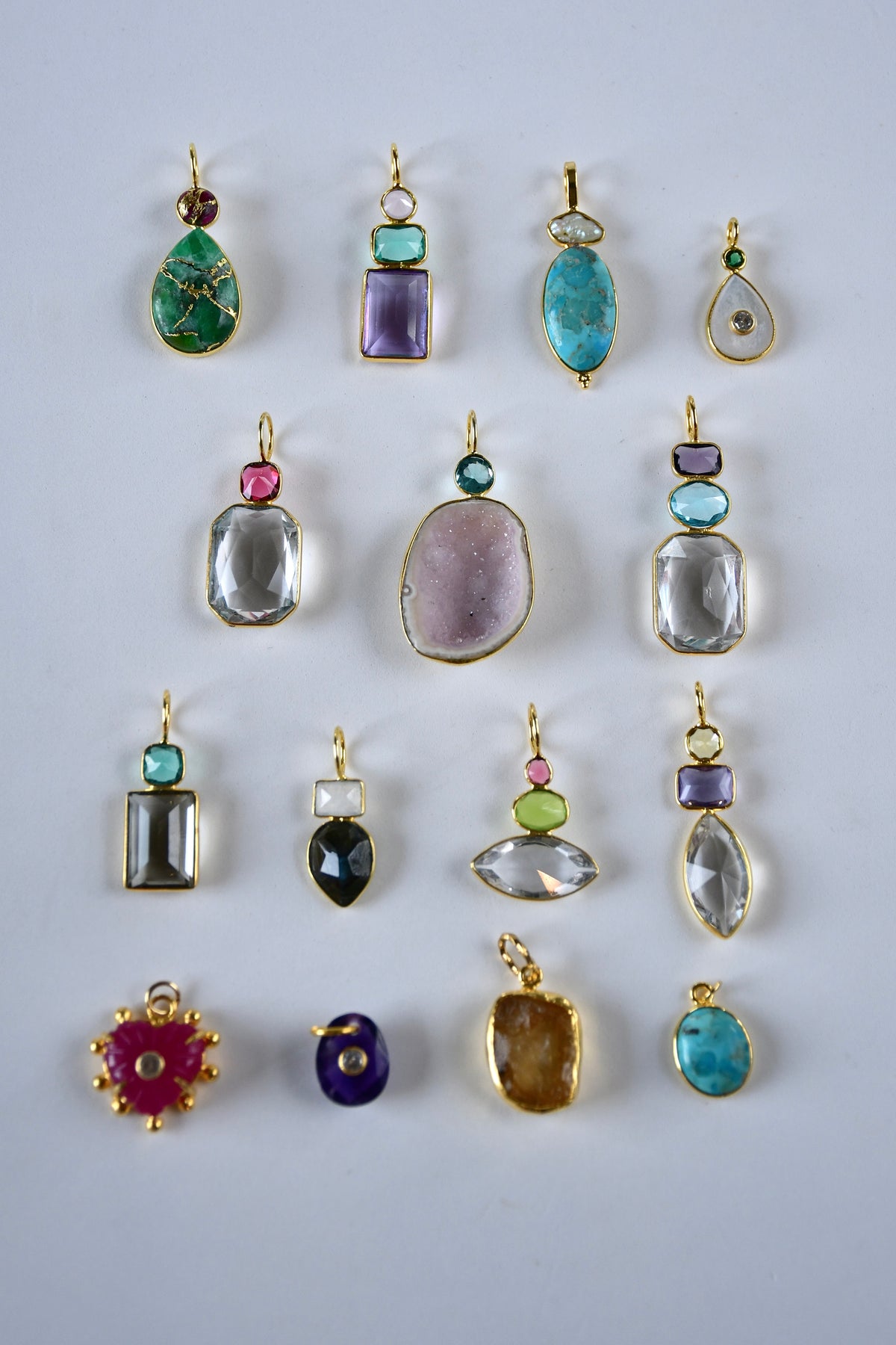 Pendentifs de gemmes plaqués or 18k