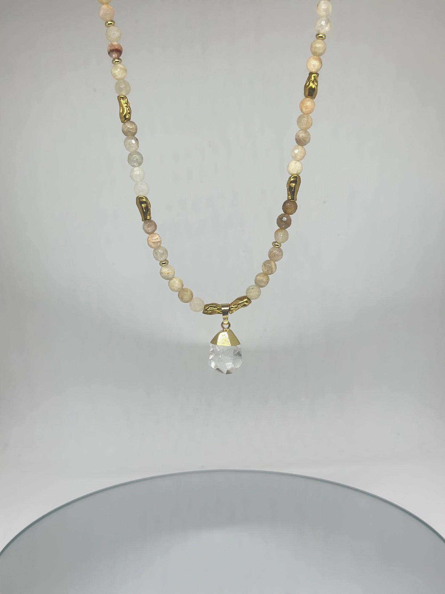 Collier harmonie – Pierre de lune Navajo et Cristal - Intuition douce et clarté vibrante