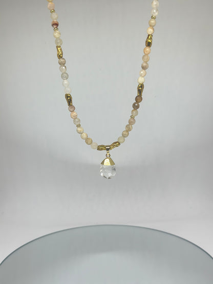 Collier harmonie – Pierre de lune Navajo et Cristal - Intuition douce et clarté vibrante