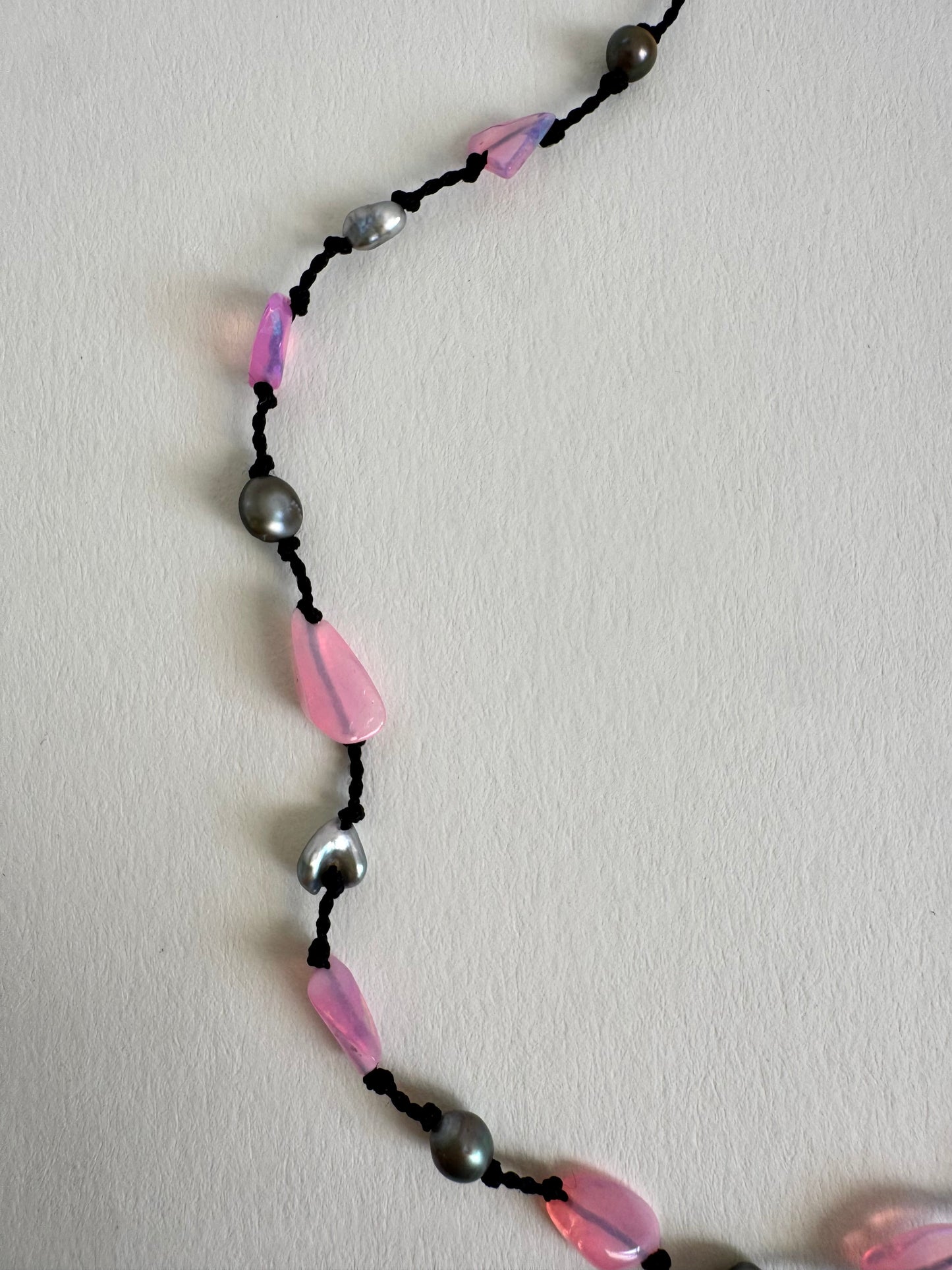 Collier Keishi & Opale sur soie