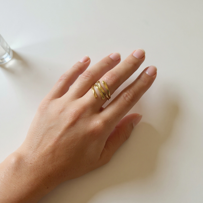 Bague ajustable Acier inox doré