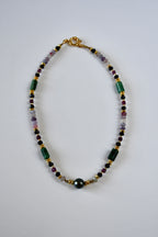Collier perle de Tahiti, tourmaline & émeraude - Ancrage du cœur