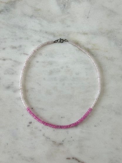 Collier Topaze & Quartz rose — La douceur infinie