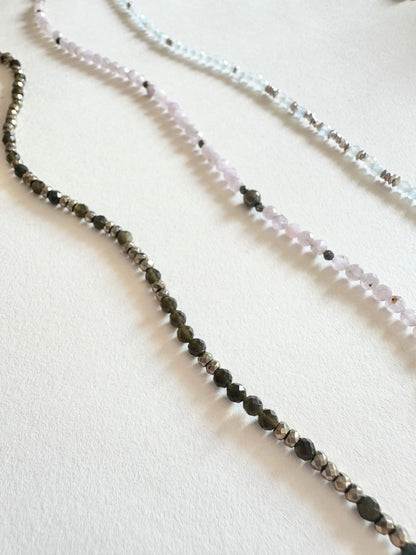 Colliers de pierres naturelles, Pierre de lune, Labradorite & Kunzite