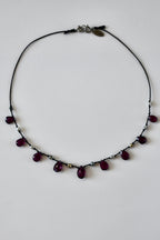 Collier Keishi & Grenat sur soie