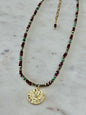 Collier Grenat, Chrysocolle & Pyrite — Le Feu Sacré