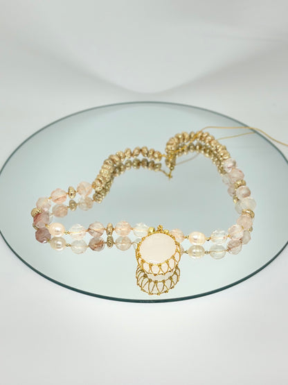 Collier Quartz ferrugineux & Lave