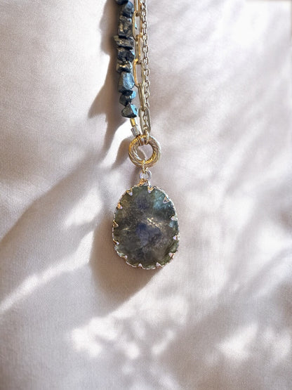Collier Labradorite et Pyrite
