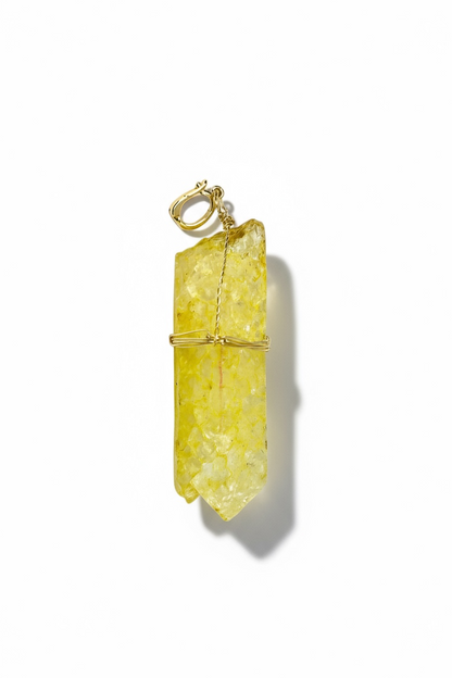 Collier multi Quartz & pendentif Quartz jaune