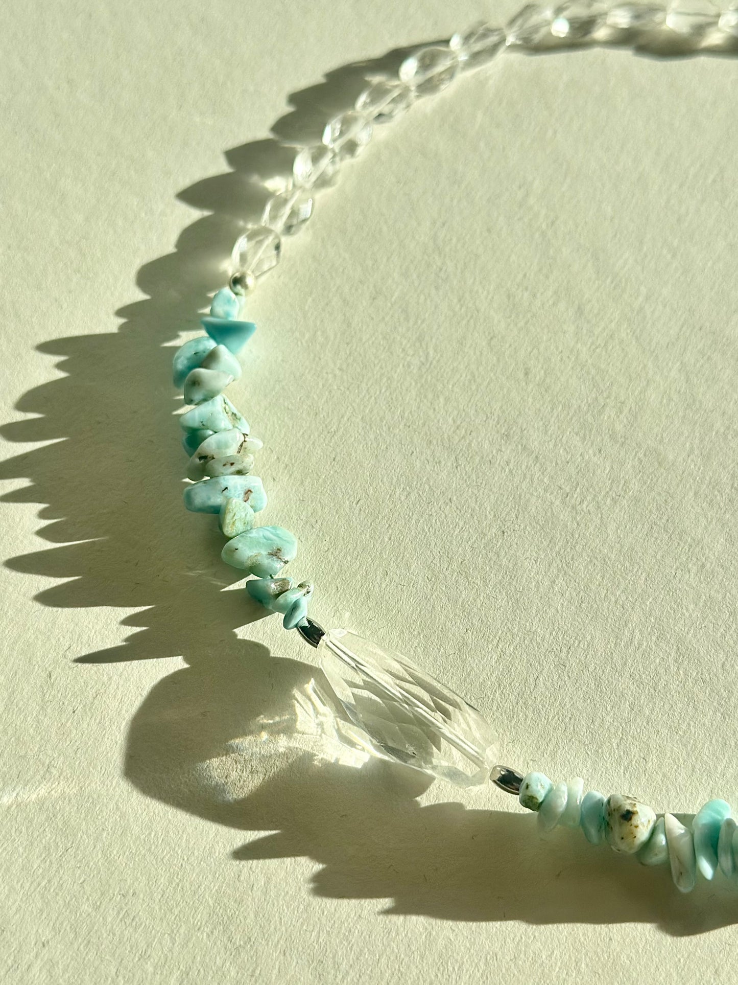 #162 Collier Larimar & Cristal de roche