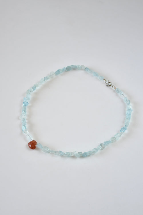 Collier Aigue-marine & Pierre de soleil — Fluidité intérieure et rayonnement confiant