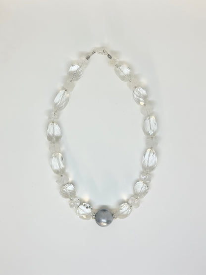 Collier Perle de Tahiti & Cristal de Roche