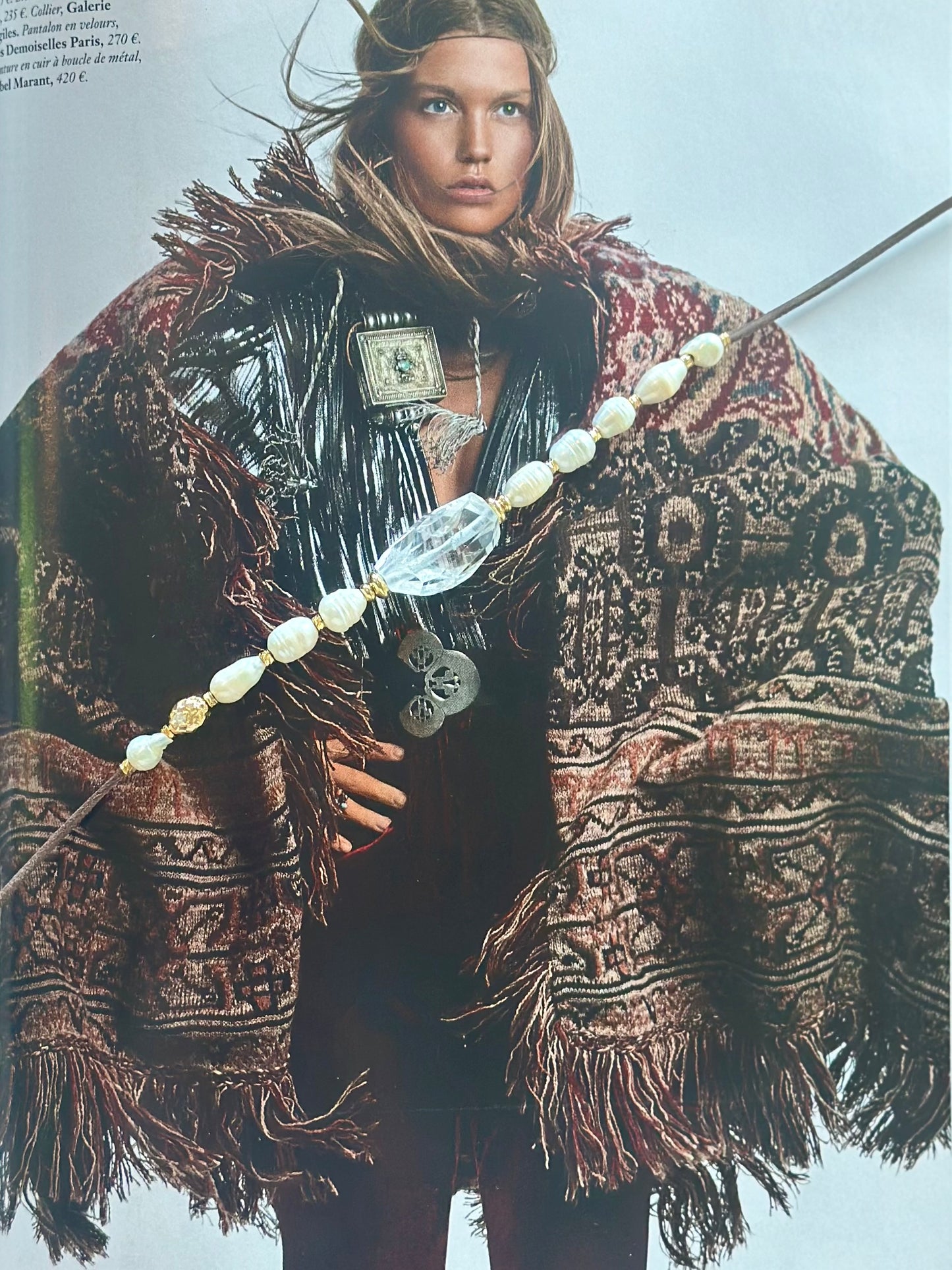 Collier Perles d’eau douce & Cristal de roche double tour