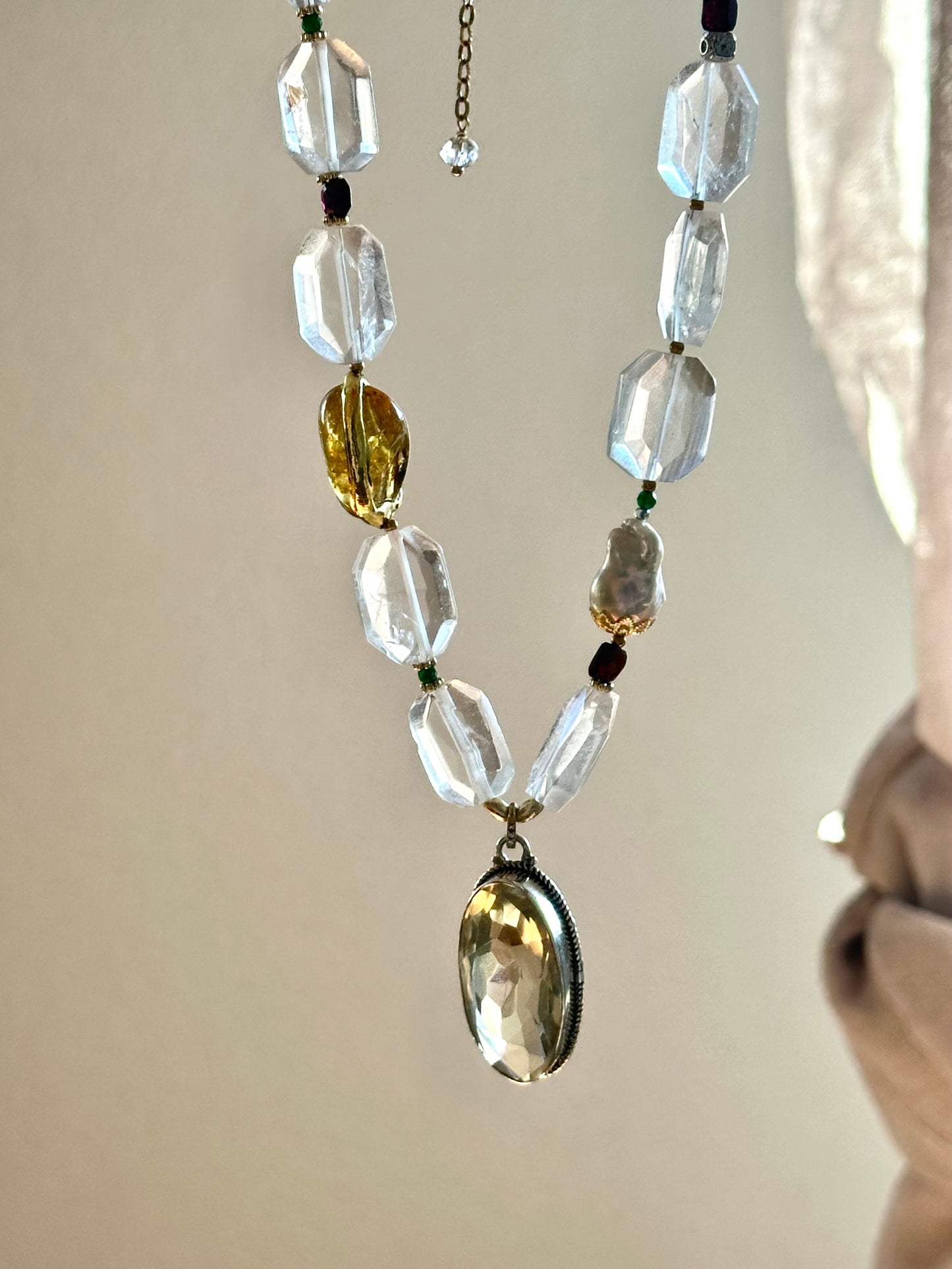 Collier Cristal de roche & Quartz citron