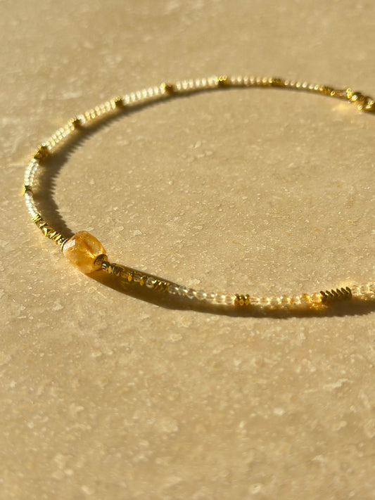 Collier Citrine et Hématite – Vitalité et Ancrage