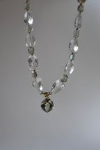 Collier iconique améthyste verte & Cristal de roche