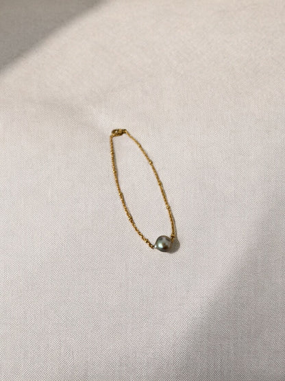 Bracelet perle de Tahiti sur Acier doré
