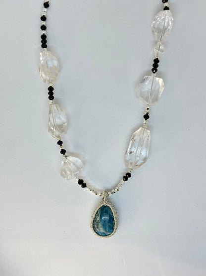Collier Apatite, Tourmaline, Cristal de roche