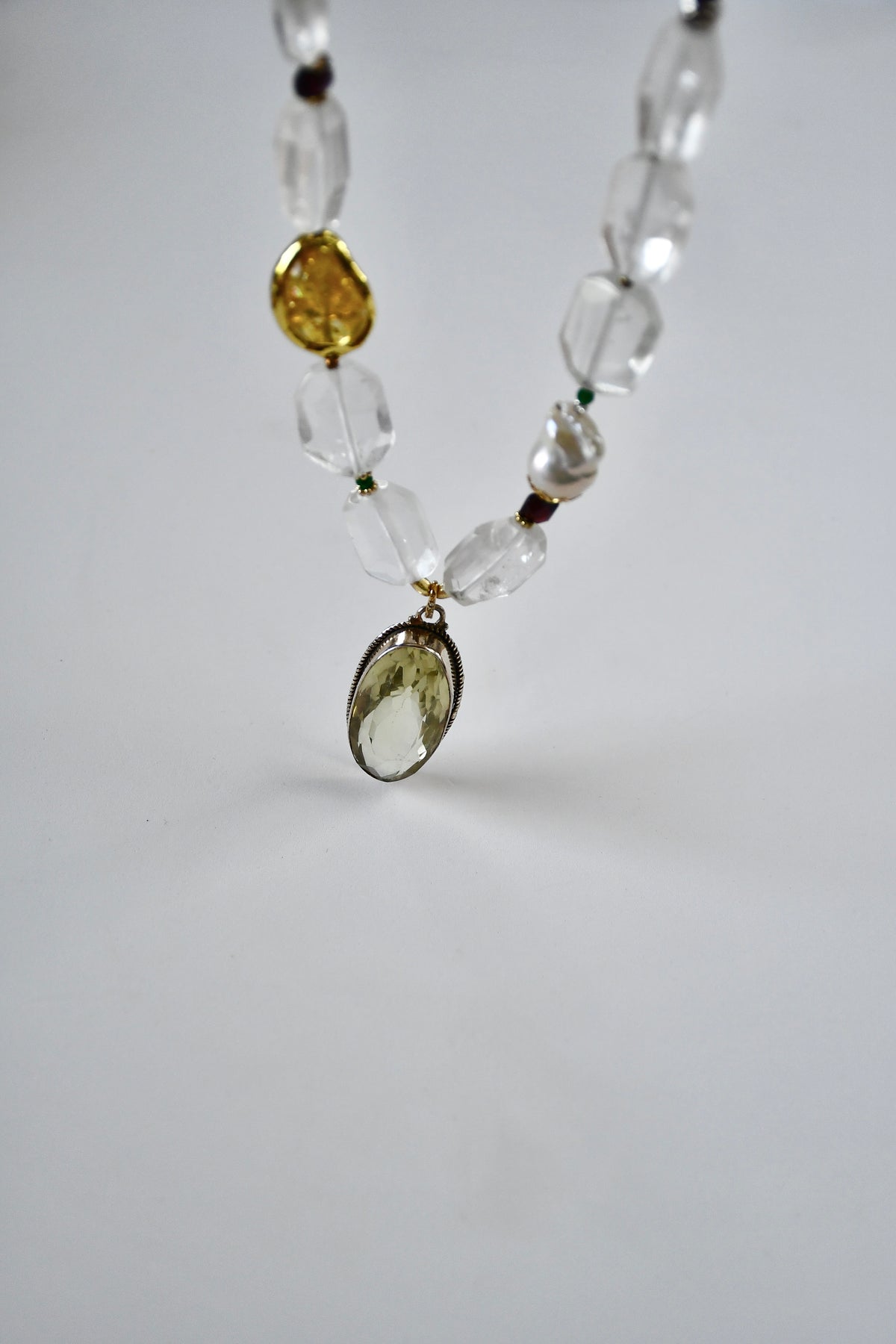 Collier Cristal de roche & Quartz citron