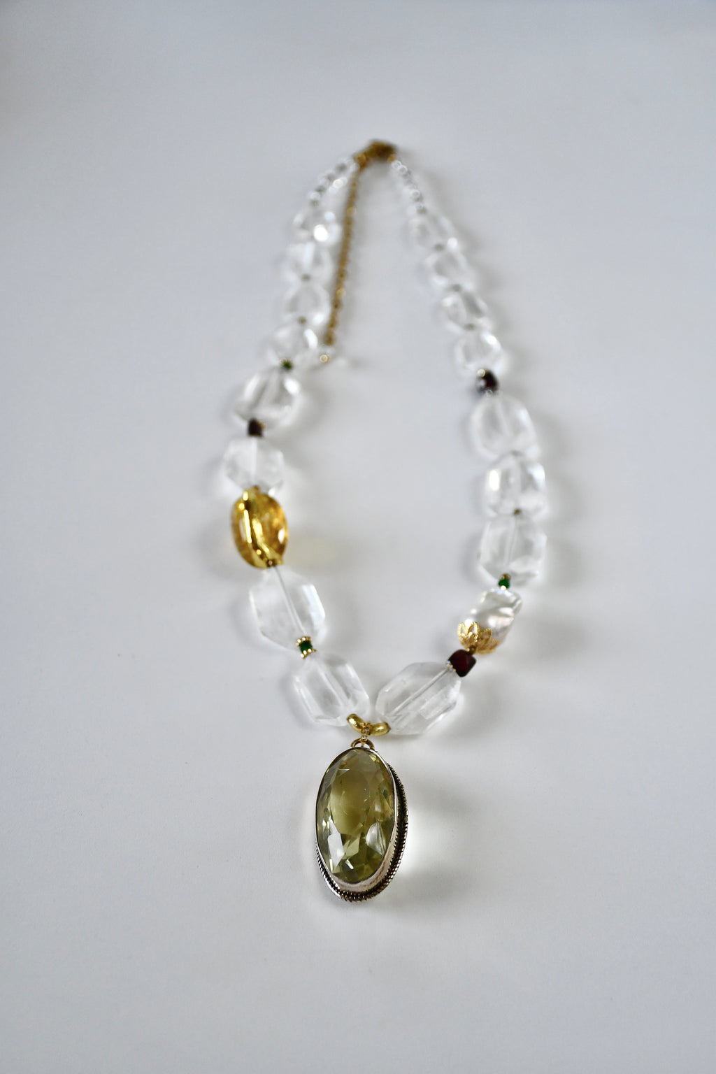 Collier Cristal de roche & Quartz citron