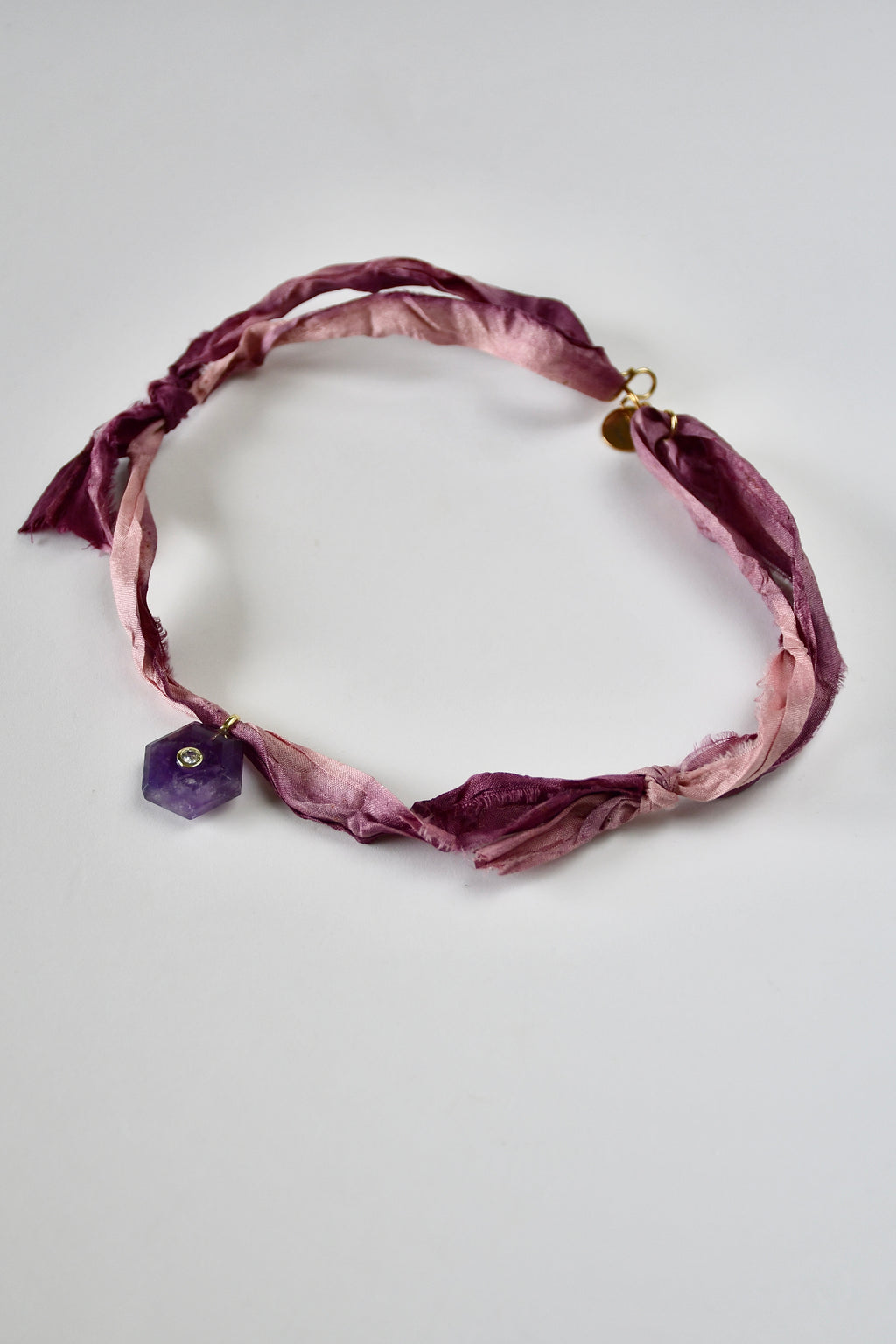 Collier Améthyste sur ruban de soie — L’Éveil Spirituel