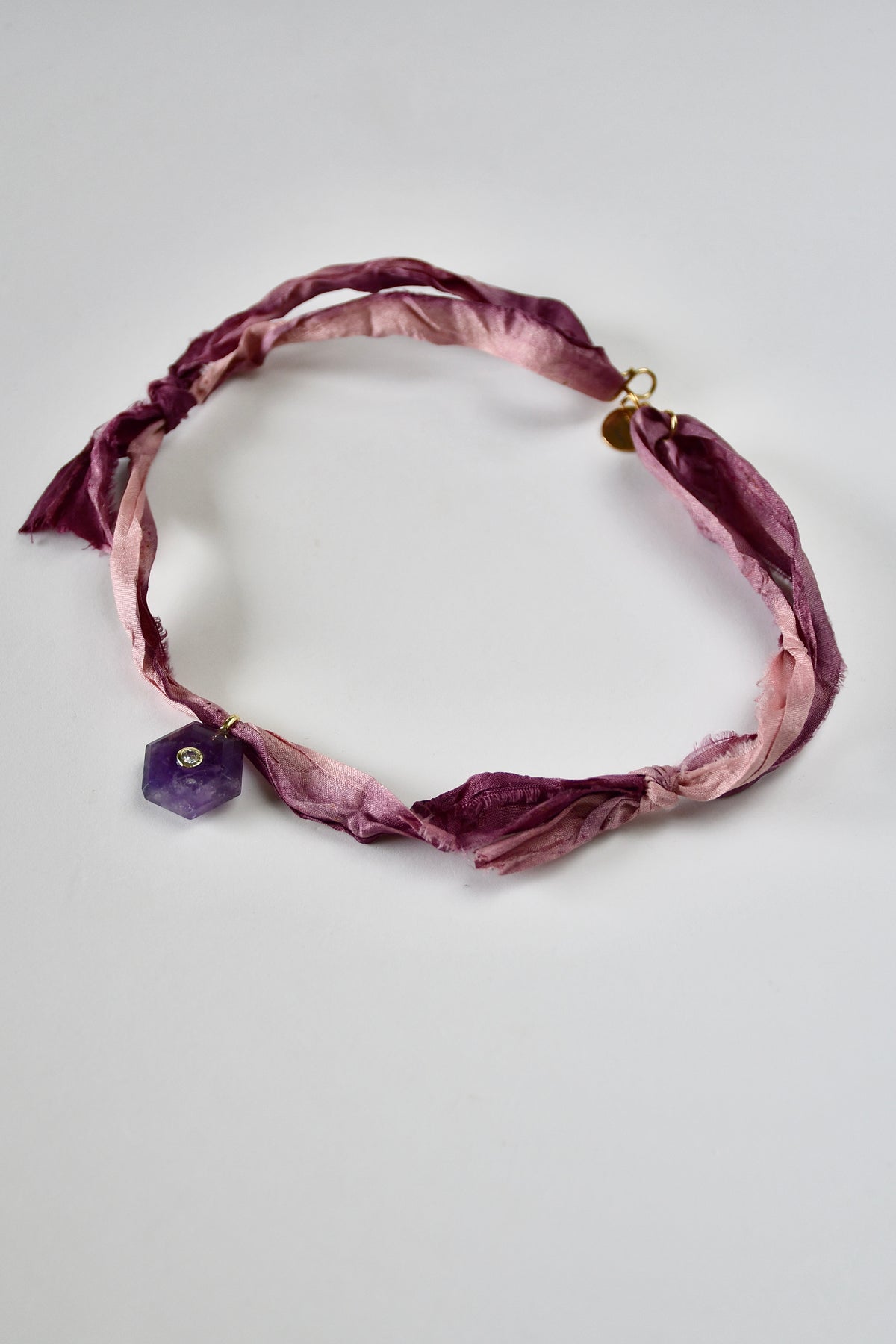Collier Améthyste sur ruban de soie — L’Éveil Spirituel