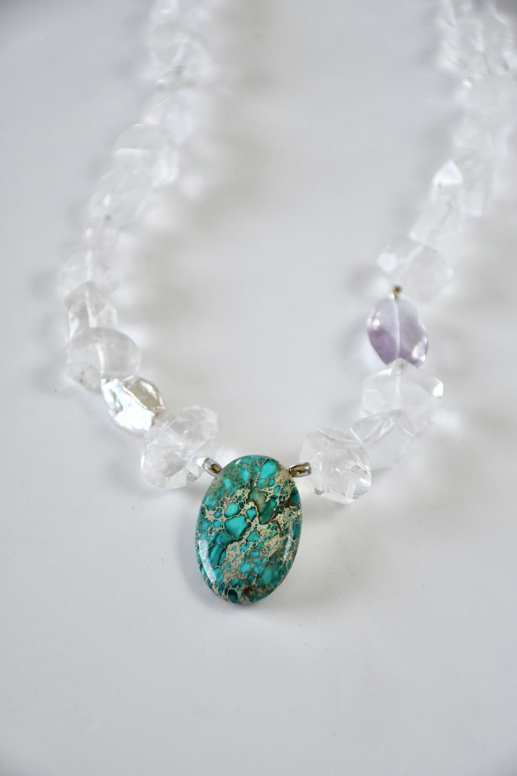 Collana Cristallo di rocca, Ametrino e Diaspro Imperiale