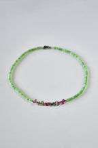 Collana Opale verde del Perù & Tormalina anguria — Il cuore in fiore