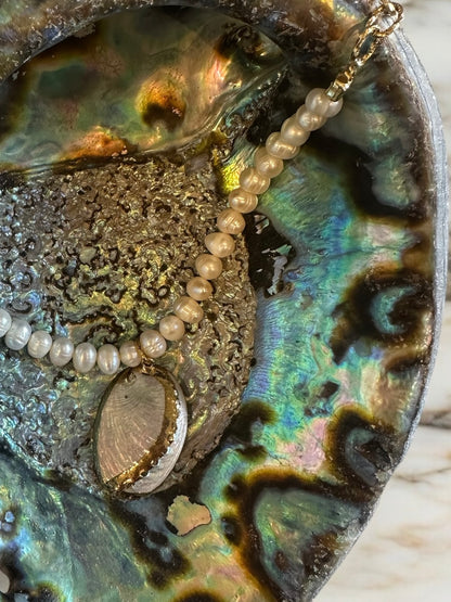 Collier de perles d’eau douce et coquillage