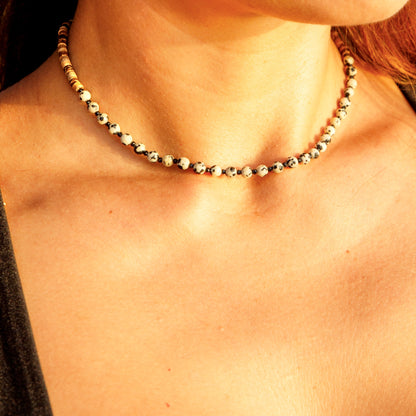 Collier Spinelle et Jaspe dalmatien