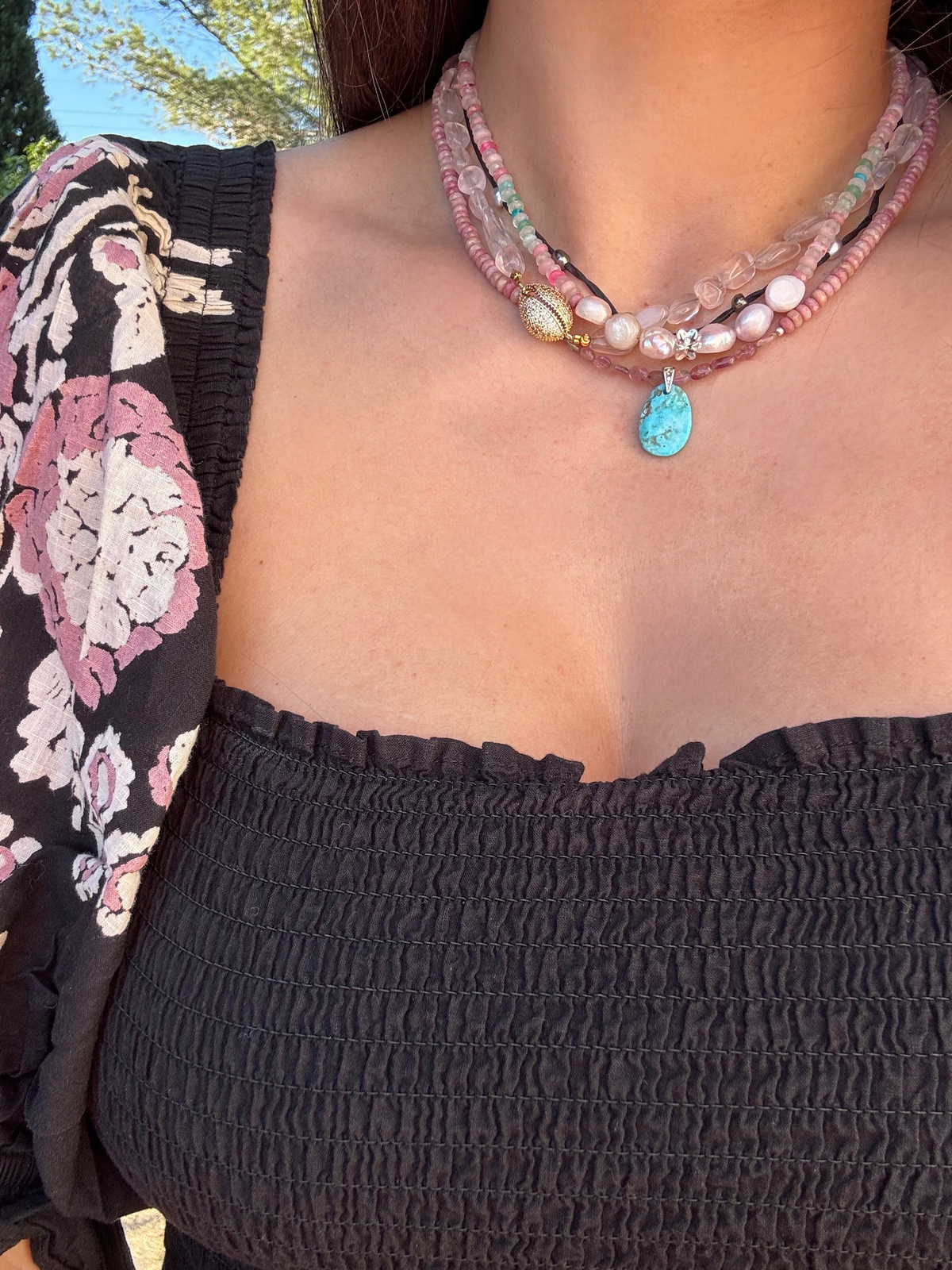 Collana Turchese, Tormalina e Rodonite — La guarigione in tutto il suo splendore