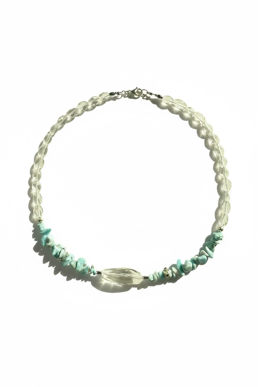 #162 Collier Larimar & Cristal de roche