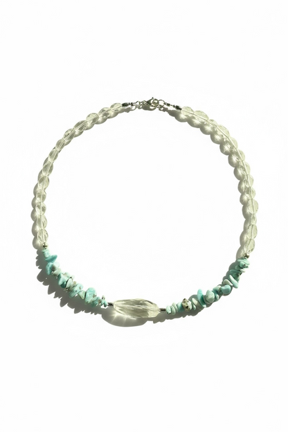 #162 Collier Larimar & Cristal de roche