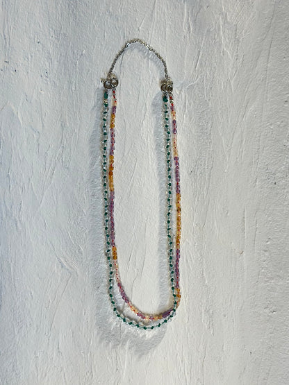 Colliers Améthyste/Citrine & Cristal de roche sur soie – Clarté intérieure & lumière consciente