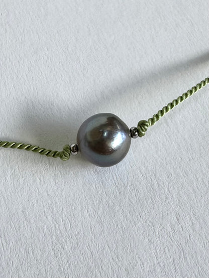 Collier perle de Tahiti sur soie