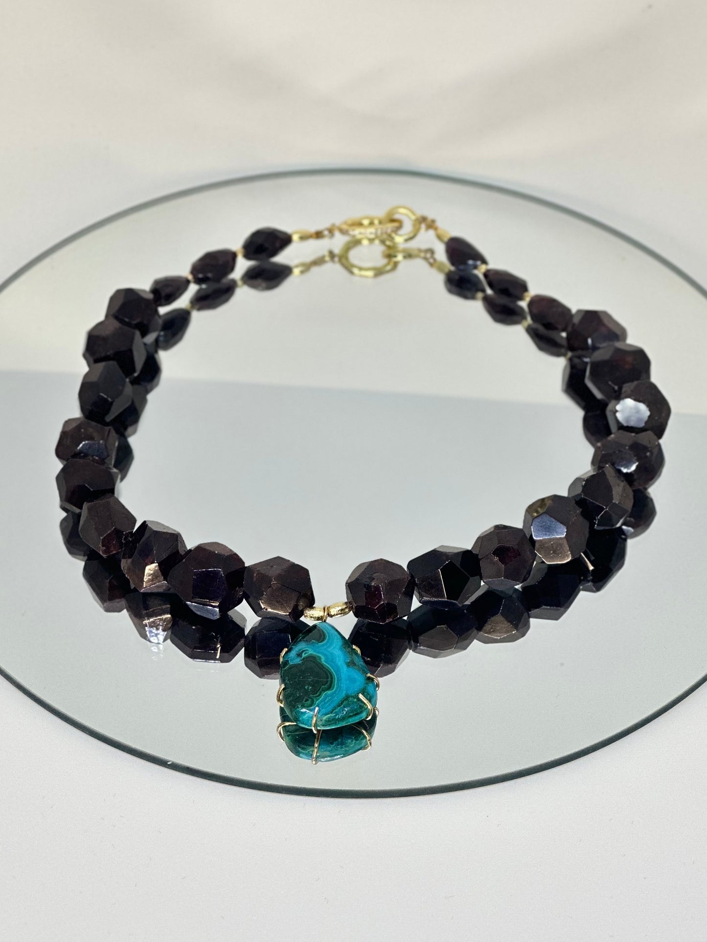 Collier Grenat & Chrysocolle/Malachite