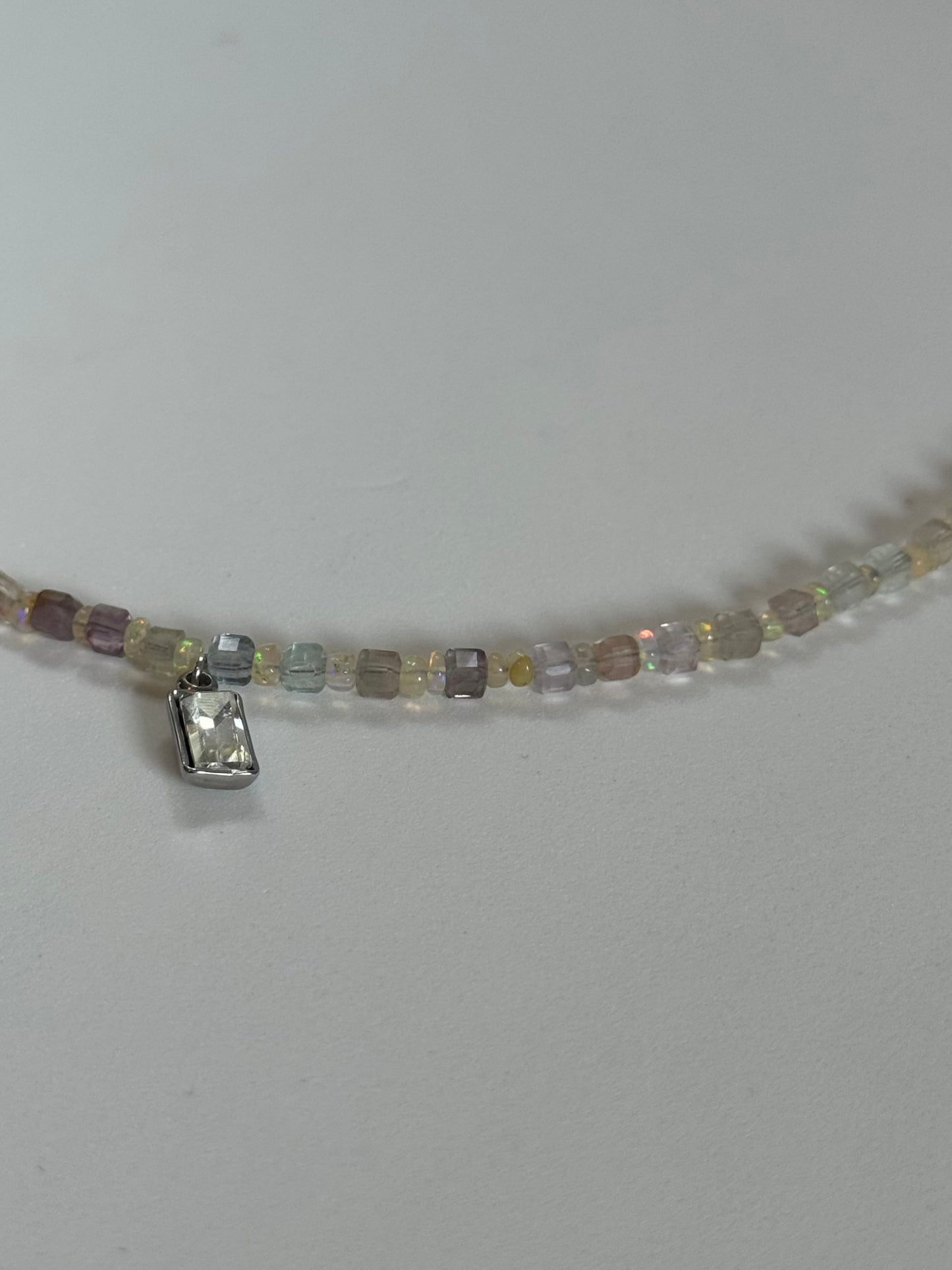 Collier Opale de feu & Fluorite