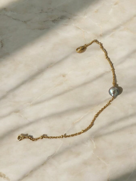 Bracelet perle de Tahiti sur Acier doré