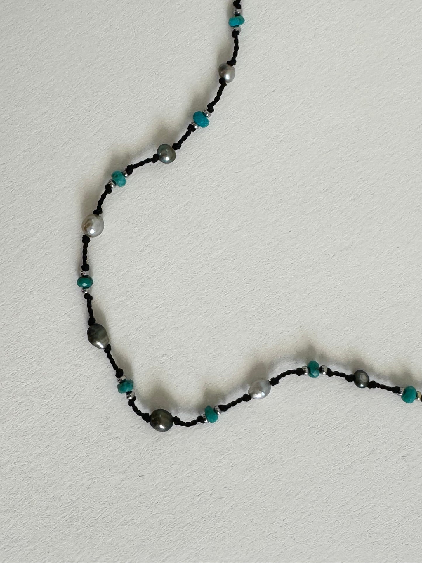 Collier Keishi & Turquoise sur soie