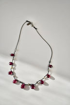 Collier Keishi & Grenat sur soie