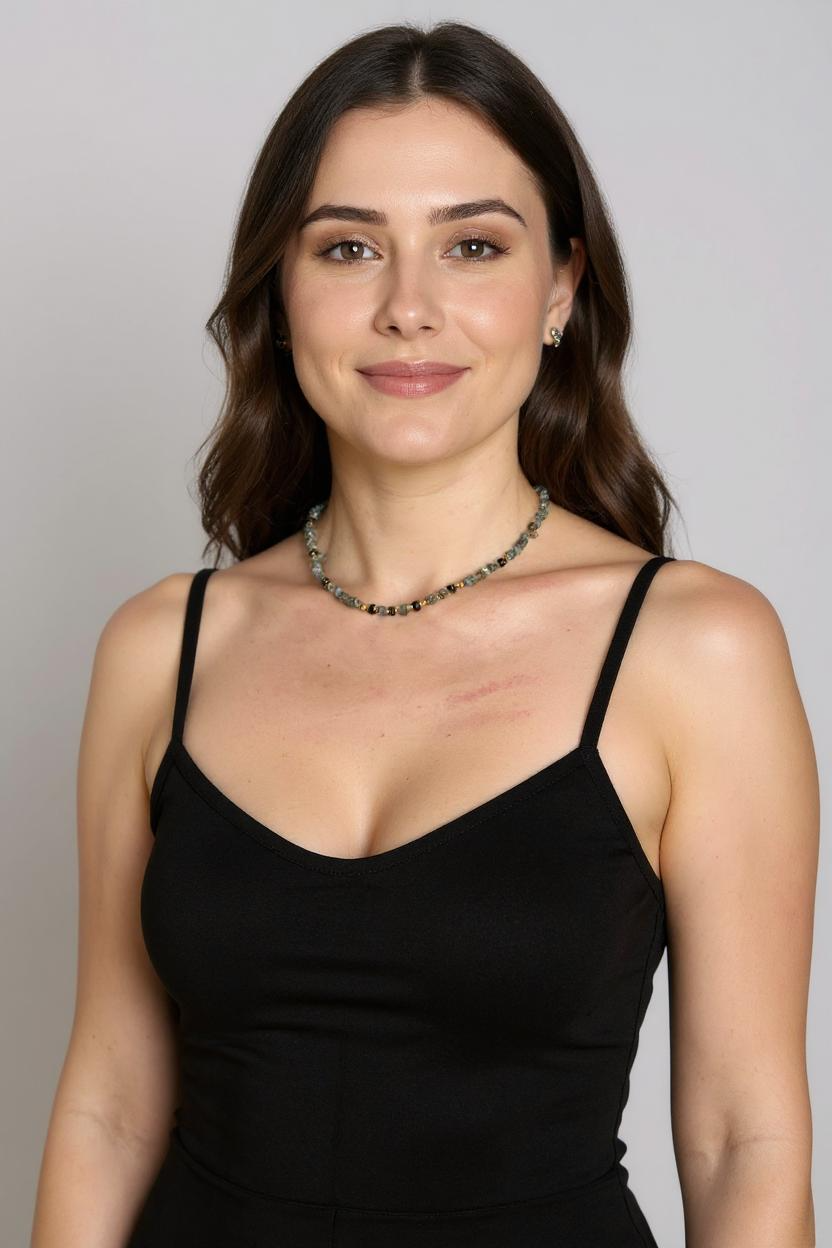 Collier Labradorite, Tourmaline, Pyrite