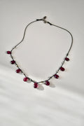 Collier Keishi & Grenat sur soie