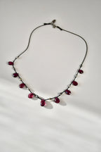 Collier Keishi & Grenat sur soie