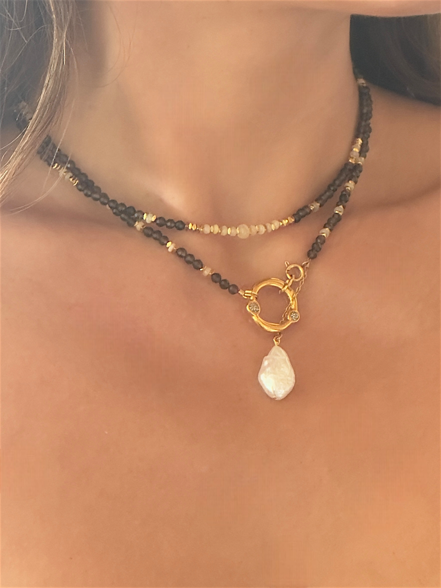 Quartz fumé & Opale d’Éthiopie – illumination